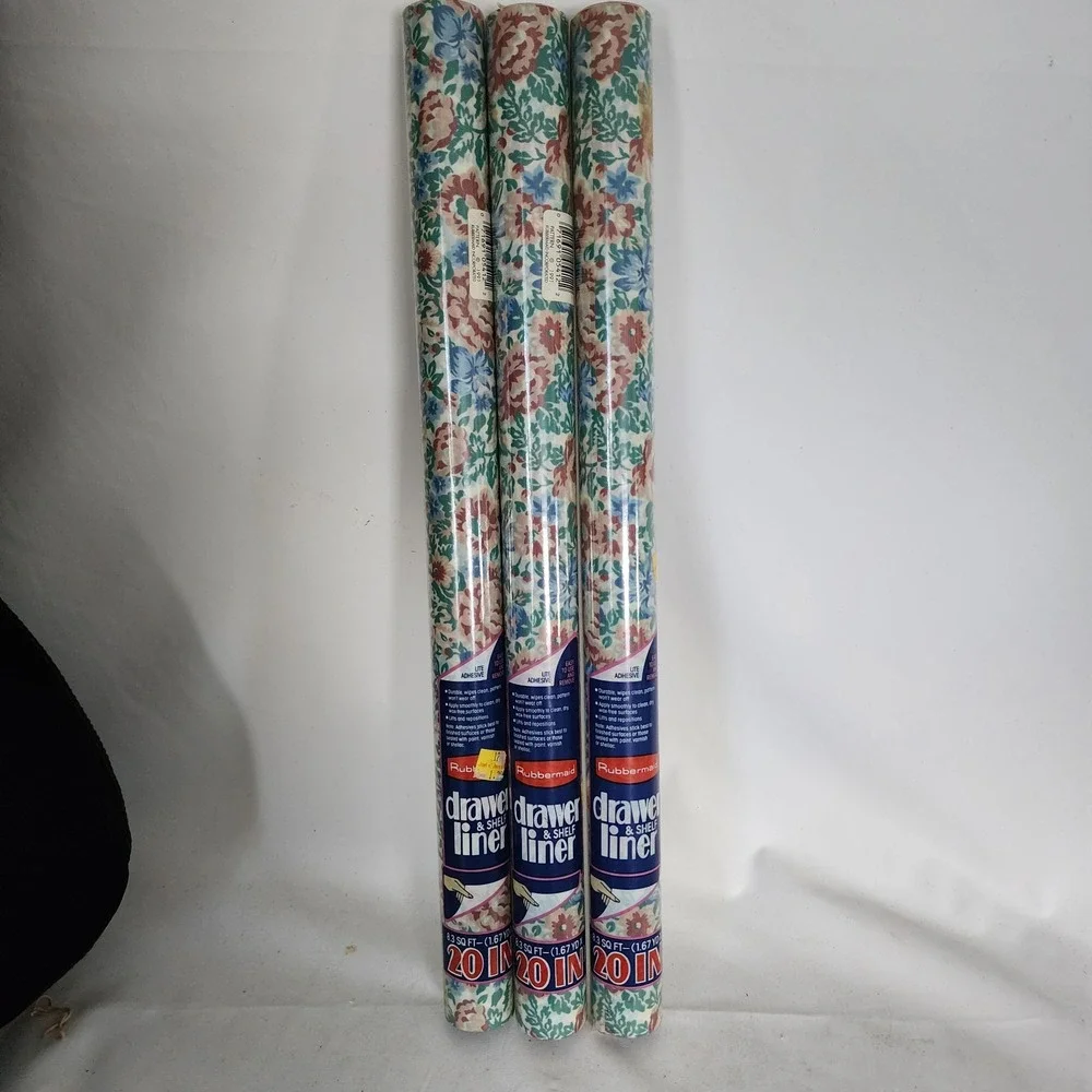 Vintage 90s Rubbermaid Shelf Liner 3 Rolls 20 in 8.3 SQ Feet Pastel Floral